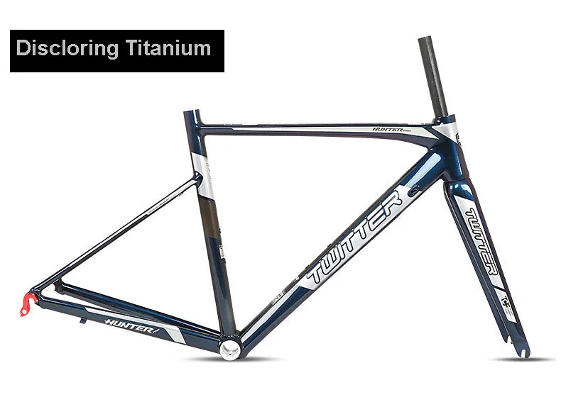 Discoloring Titanium Twitter Hunterpro 700C рама для дорожного велосипеда AL7005 вилка карбоновый внутренний кабель V тормоз Обесцвечивающий лак наклейки с рисунком - Цвет: Discoloring Titanium