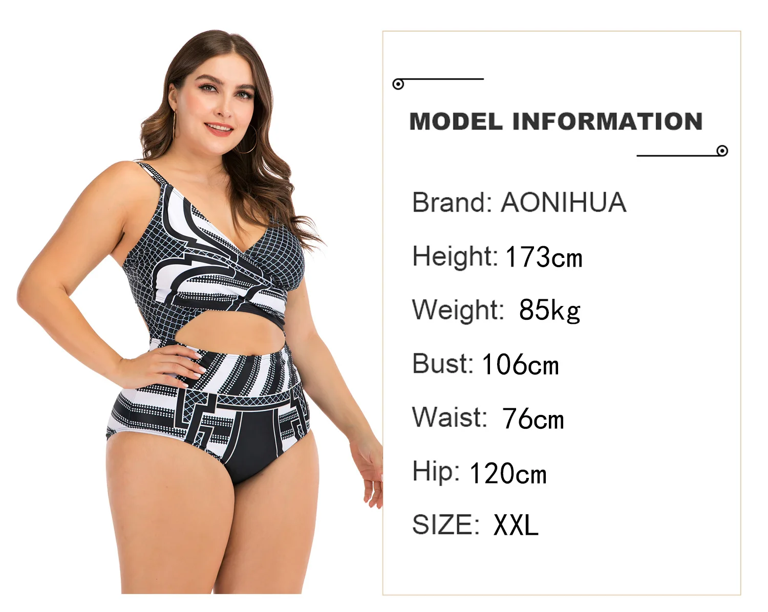 

Uvrcos Women Swimsuit Big Breast Swimwear Thick Geometric Print Beach Wear Summer Bikini Set Bathing Suit Biquini Monokini 4xl