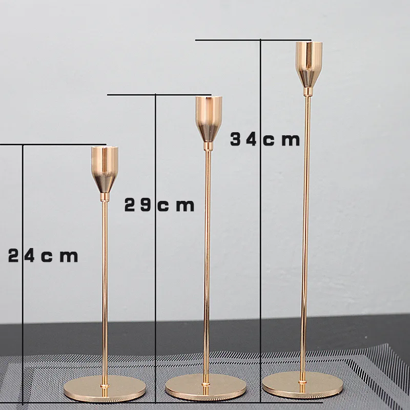 3pcs gold 1 шт. Креативные Свадебные подсвечники, вечерние подсвечники для дома, гостиной, 4 цвета - Цвет: 3pcs gold