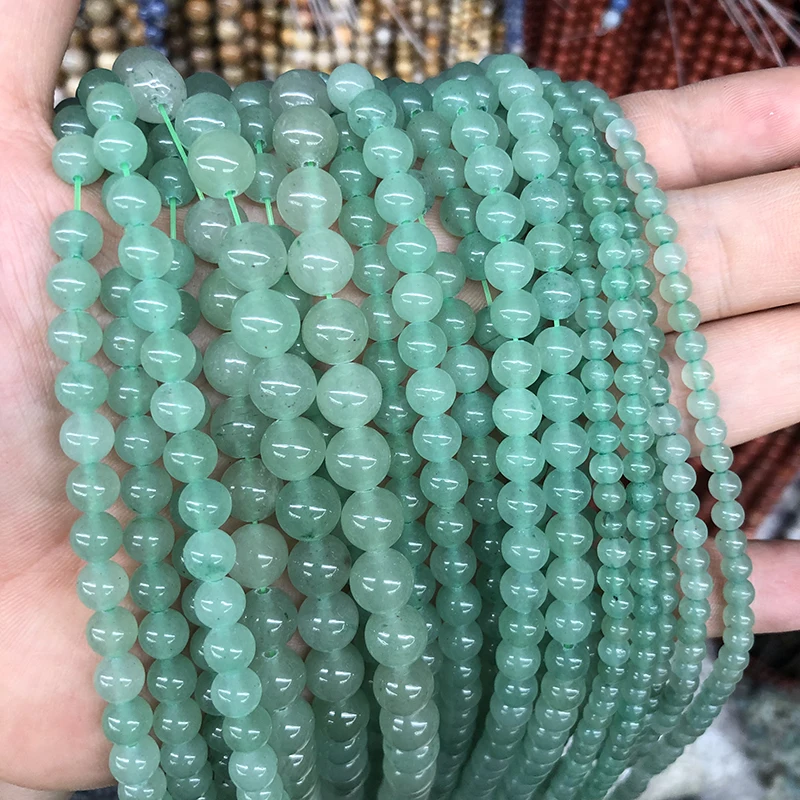 

Natural Stone Green Aventurine Jades Beads Round Loose Beads DIY Bracelet 15" Strand 4 6 8 10 12MM Pick Size For Jewelry Making