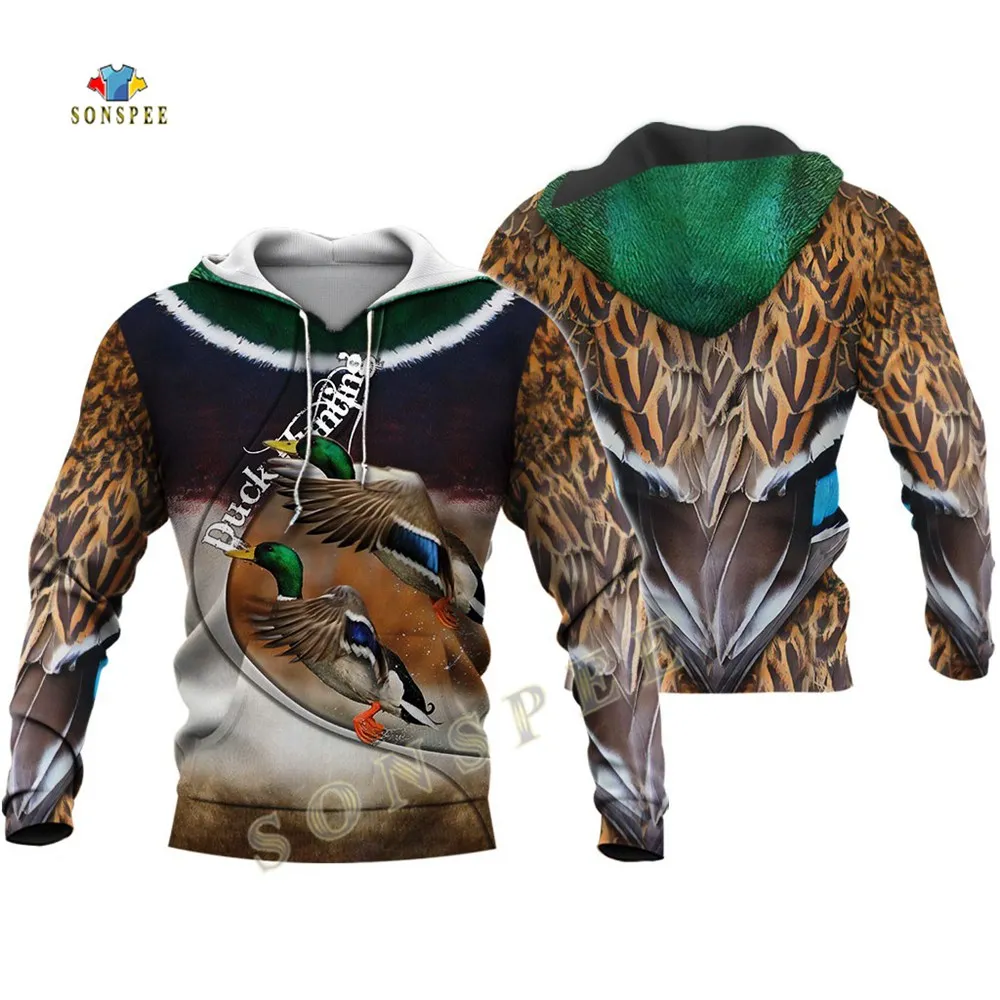 Толстовка с капюшоном SONSPEE 3D принтом джунглей охотничьей утки забавная модная