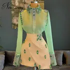 Женское короткое коктейльное платье, вечернее платье с длинным рукавом, расшитое бисером, в арабском стиле, для выпускного вечера, 2022