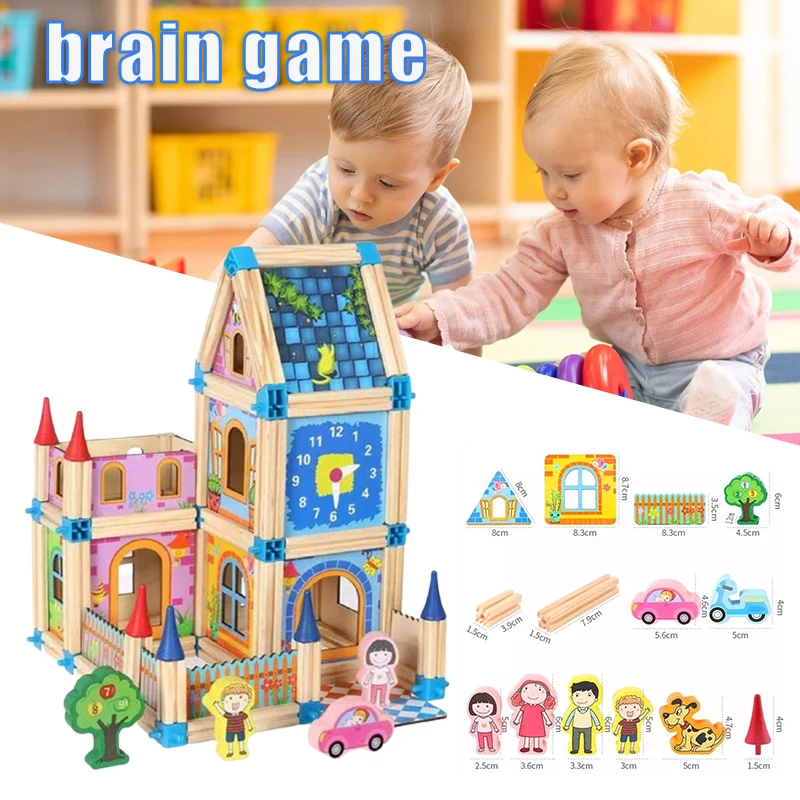 

DIY Master of Architecture Wooden Castle Blocks Wooden Building Blocks Birthday Gift for Kids