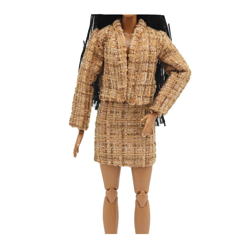 1/6 Одежда для куклы Модный комплект клетчатый кардиган ручной работы и юбка