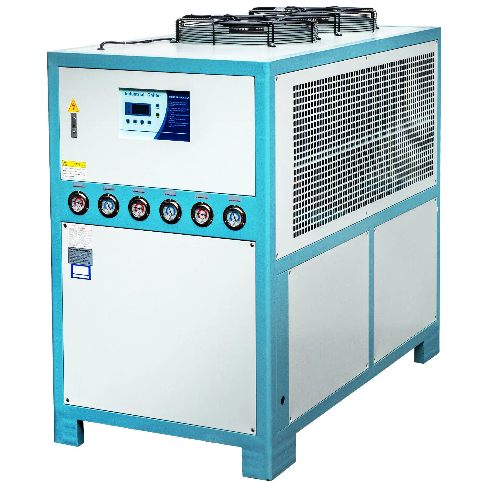 

VEVOR 5 to 15 Tons Air-Cooled Industrial Chiller Compressor Finned Condenser Micro-Computer Control Stainless Steel Water Tank