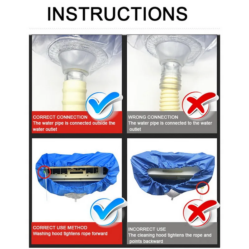 

Air Conditioner Cover Washing Wall Mounted Air Conditioning Cleaning Protective Dust Cover Cleaner Bags Tightening belt