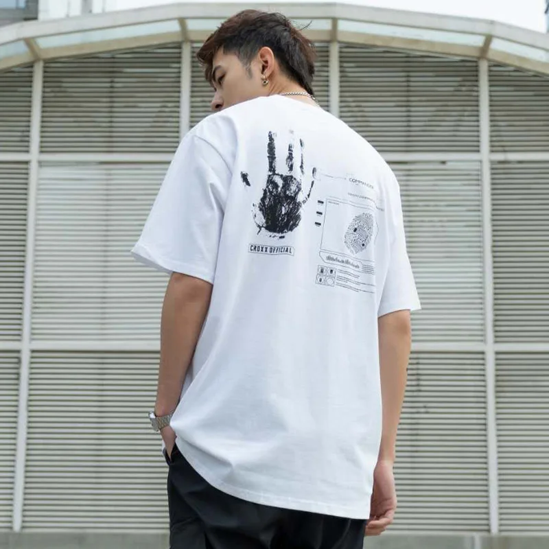 Мужская хлопковая футболка CROXX Techwear черная в стиле хип-хоп панк - купить по