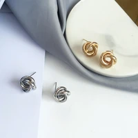 european and american design fashion joker minimal hand making knot stud earrings women jewelry
