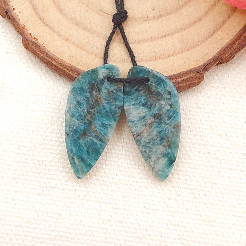 Модные полудрагоценные камни ювелирные аксессуары Резные листья Голубой Апатит