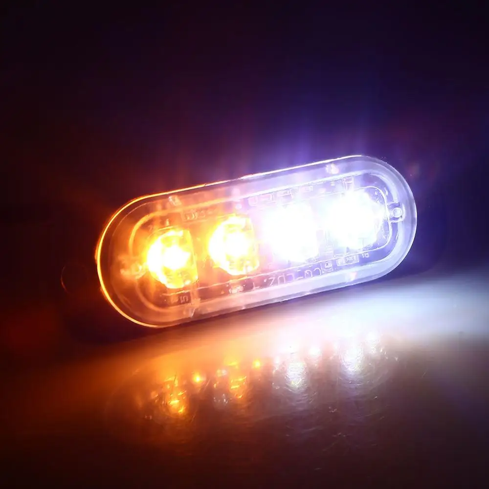 4 LED Y and White 4/6 светодиодный 12W фары для автомобилей Грузовик Strobe маяк Предупреждение лампы опасности решетка мигающий светильник аварийного маркер светильник s желтый/красный/синий/белый - Цвет: 4 LED Y and White