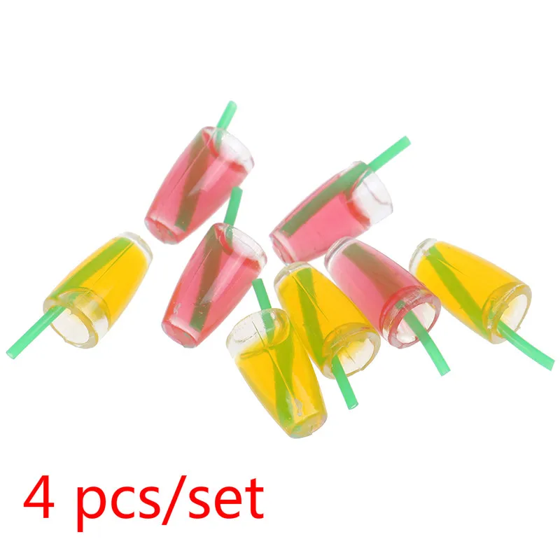 4 PCS Миниатюрные напитки модель игрушка кукла домашний декор мини фрукты из смолы Вино Чай Чашка моделирование 1/12 кукольный домик Миниатюрные аксессуары - Цвет: 4 PCS