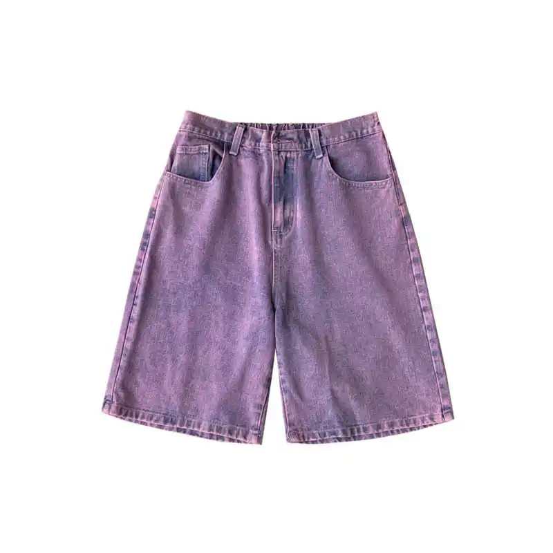 

IEFB Men's Multicolor Denim Shorts Fashion Wide Leg Casual Jeans Shorts 2021 New Summer Streetwear Loose Knee Length Pants Y8232