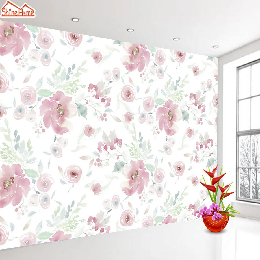 Розовые обои с 3D-фото муралями для стен.