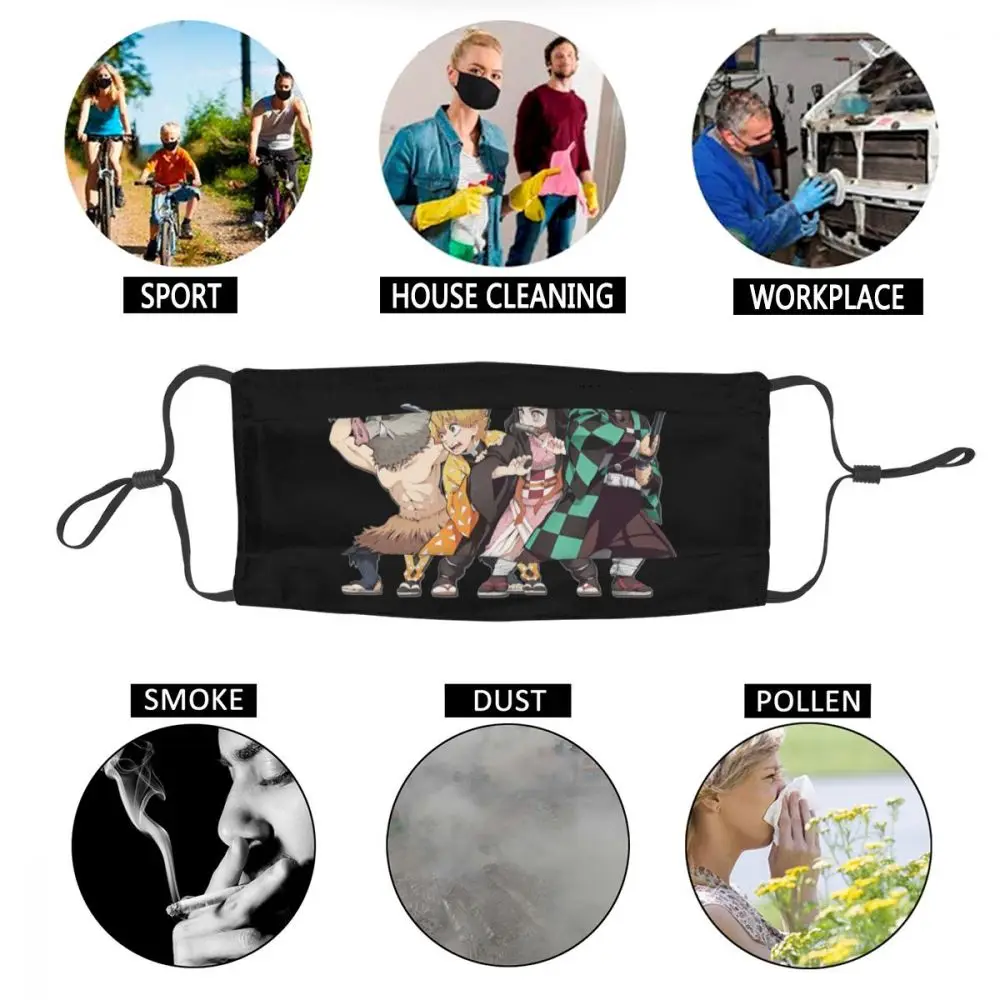 

Retro Stylish Demon Slayer Kimetsu No Yaiba Face Mask Respirator Muffle Anti Haze Dust Mouth Protection Cover