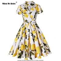 2021 women summer dress sd0002 short sleeve lemon dress plus size s 4xl large swing retro rockabilly cotton vintage dress