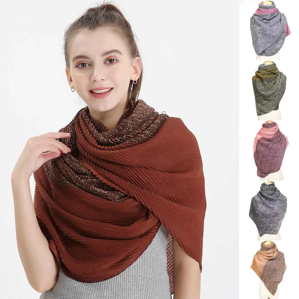 Женский новый модный шарф хлопок и лен гофрированный светильник Леопардовый