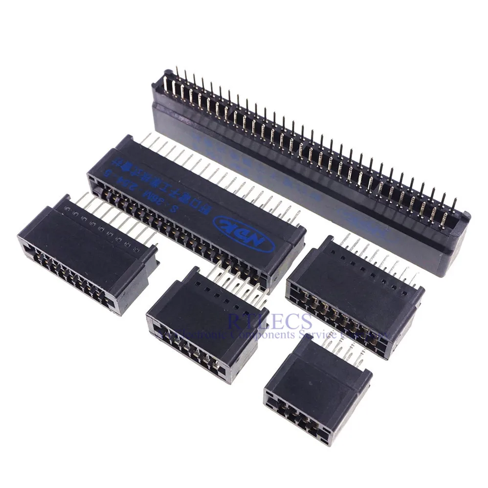 5Pcs Разъем платы Edge Slot 2,54 мм шаг 8 10 12 14 16 18 20 22 24 26 28 30 36 40 контактов PCB золотой контакт с отверстиями.