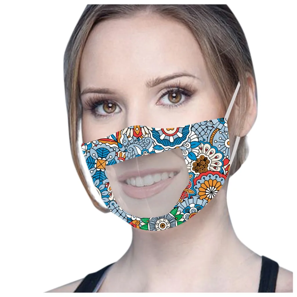 Дышащая многоразовая маска с принтом коммуникатор улыбки для лица прозрачными