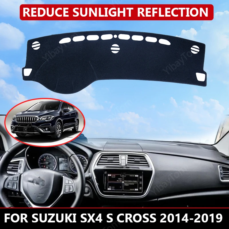

Carpet Dash mat for Suzuki SX4 S Cross 2014-2019 Auto Dashboard Velvet Cover Black blocks dust reduces noise car accessories