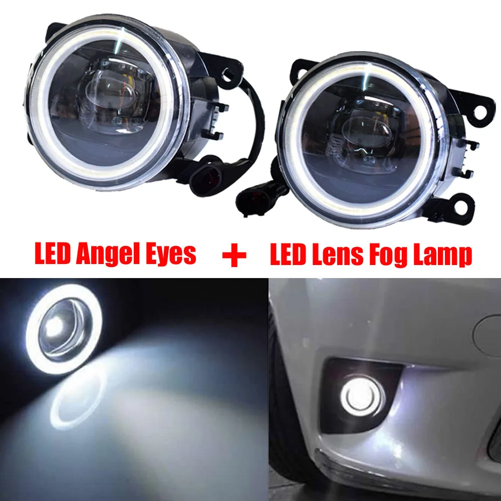 Lens With Angel Eyes Светодиодный объектив противотуманные фары для Mitsubishi L200 KB_T KA_T пикап 2005- передний бампер ангельские глазки светодиодный Противотуманные фары высокой яркости DRL - Цвет: Lens With Angel Eyes
