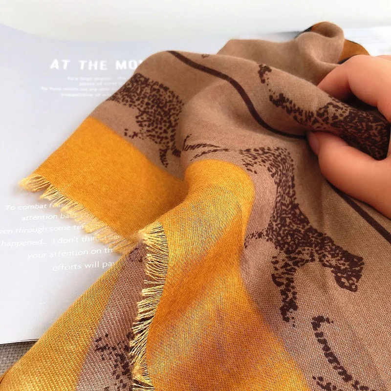 

New style 2020 autumn and winter Women luxury cotton material scarf lady fashion print silk scarf Beach Sunscreen Cotton Shawl