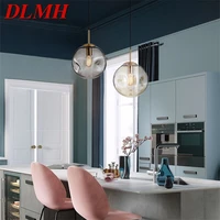 dlmh nordic simple pendant light modern round led lamps fixtures for home bar decoration