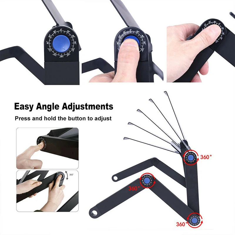 

360 Degree Free Rotation Laptop Table Adjustable Height And Angle Sturdy And Durable For Bed Sofa Desktop