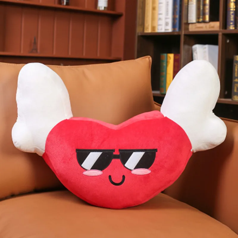 Милая подушка в форме сердца с крылом мягкая плюшевая игрушка мягкие подушки для