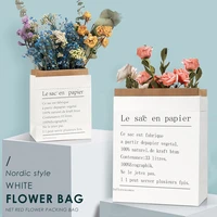 diy home decor vase dried plant basket wedding party kraft paper bag flowerpot artificial flower fruit nordic style