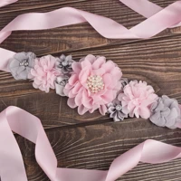 new maternity sash flower sash graypink pregnancy belly belt photo props gift baby shower party sash flower girl belt