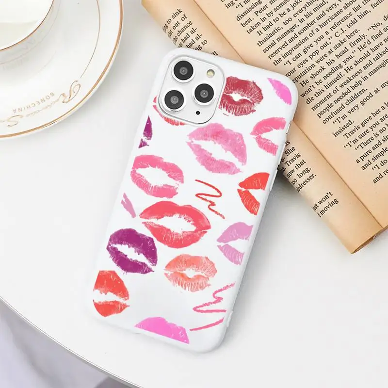 

sexy girl lips lipstick kiss Phone Case Candy Color White for iPhone 11 pro XS MAX 8 7 6 6S Plus X 5S SE 2020 XR