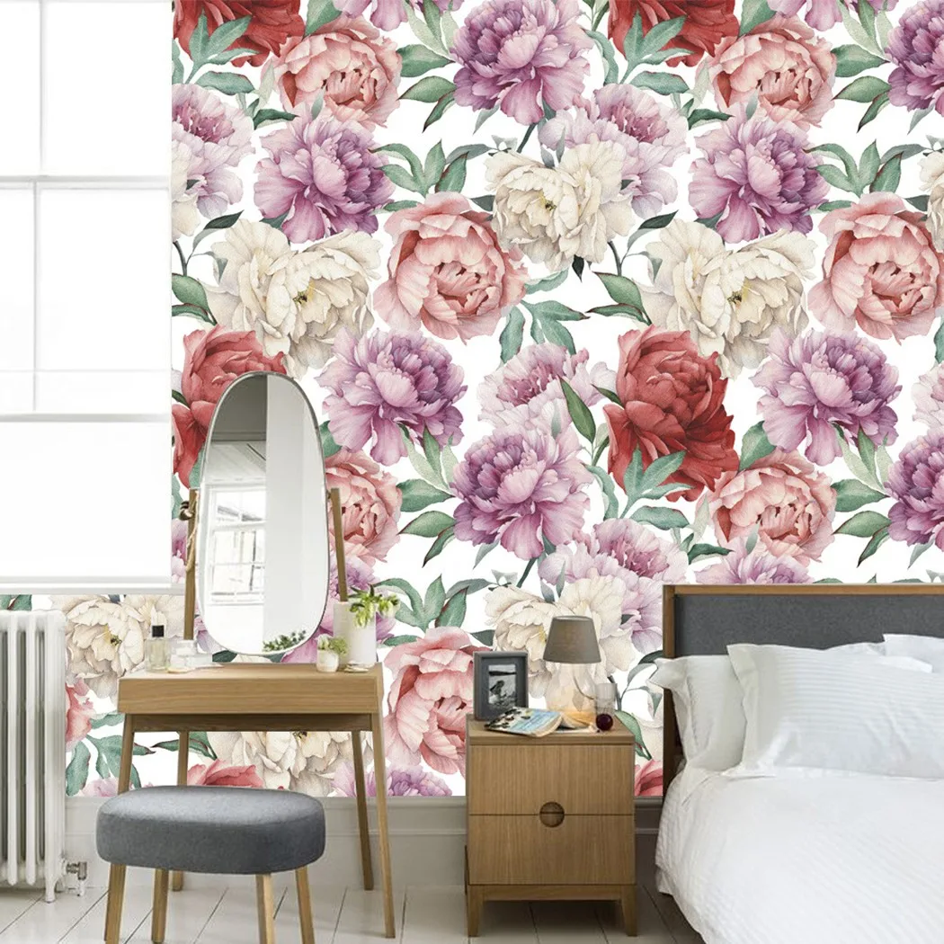 

1set Wall Sticker Large Peony Rose Flower PVC Wall Sticker Kitchen Living Room Office Home DIY Decor