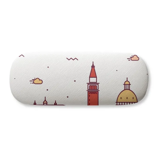 

Venice Italy Flat Landmark Pattern Glasses Case Eyeglasses Clam Shell Holder Storage Box