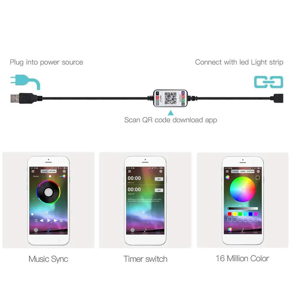 RGB USB ИК/RF/wifi Bluetooth-совместимый пульт дистанционного управления музыкальный