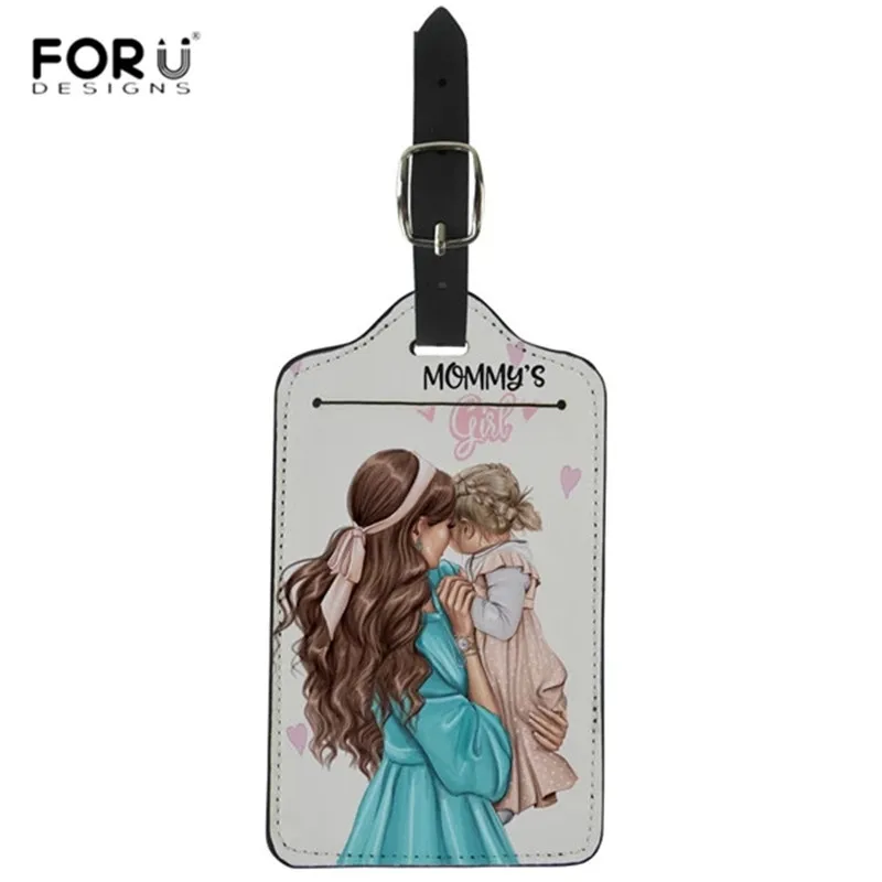 FORUDESIGNS/2 шт./компл. аксессуары для путешествий мультфильм девушки супер мама печать багажа защитные чехлы милый чемодан Чехлы багажная бирка - Цвет: HK816Z24