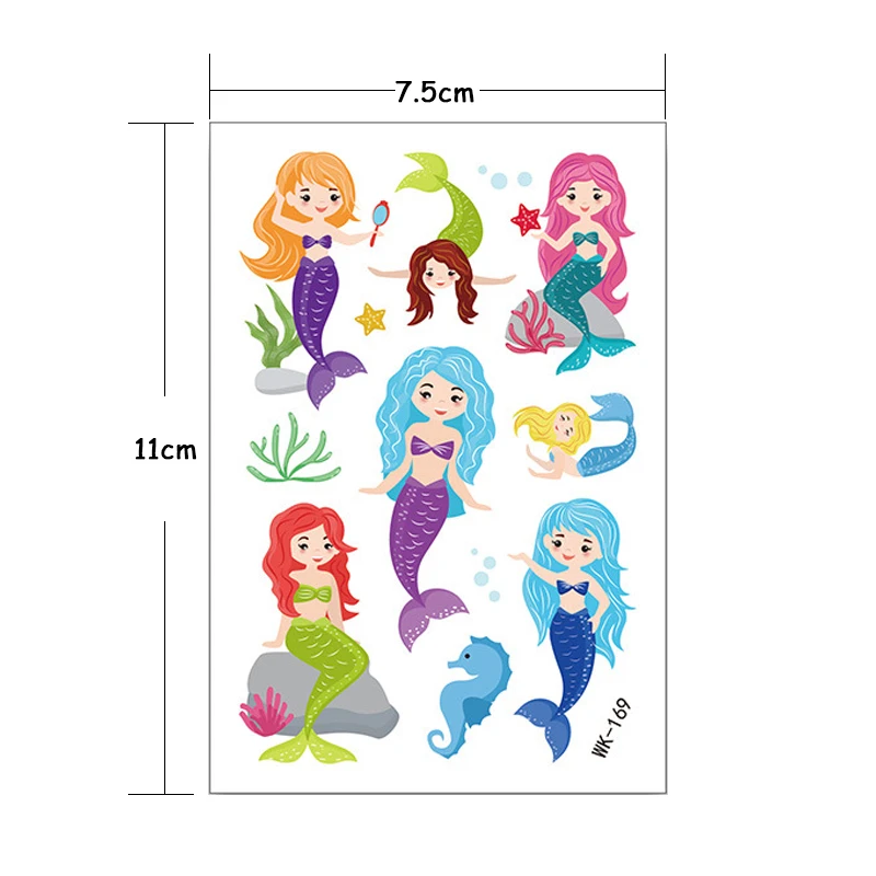 4PCS Birthday Decor Temporary Tattoo Sticker Happy Favors Kids Party Decorations Mermaid Pattern | Дом и сад