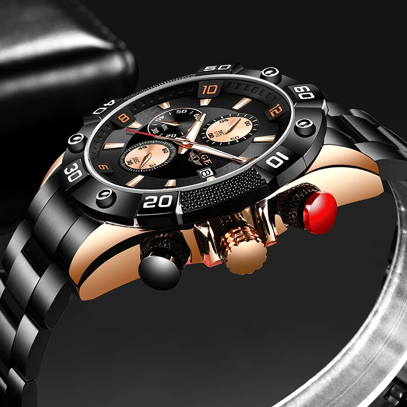

New 2022 LIGE Top Mens Watches Luxury Brand Business All Steel Watch Men Fashion Novelty Big Dial Waterproof Sport Quartz Clock
