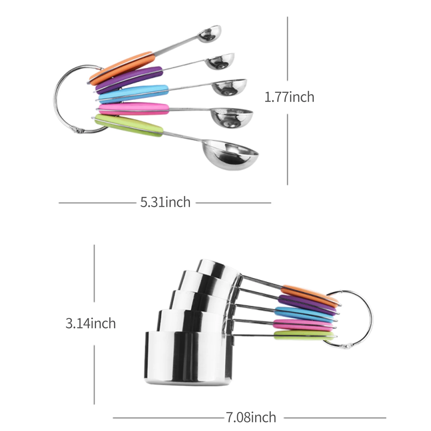 

10PCS Measuring Cups and Spoons Set Dry/Liquid Ingredients Baking Utensils Stainless Steel Silicone Heat-Resistant Cookware Set
