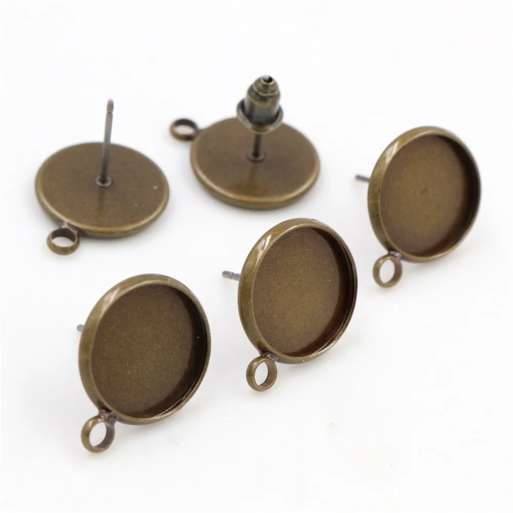 12 мм 10 шт антикварные бронзовые и золотые серьги гвоздики пустые/Базовые