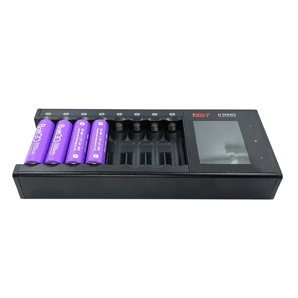 N8 LCD Display Universal Battery Charger 8-Slot Speedy Smart Battery Fast Charger for Rechargeable Batteries AA AAA Li-lon