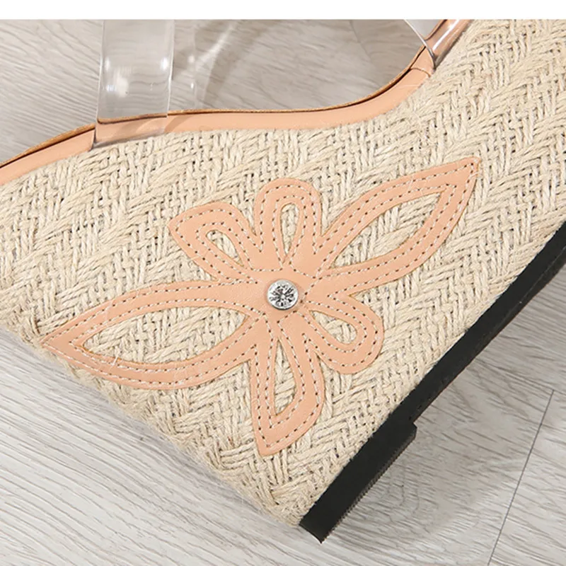 Сандалии женские из ПВХ прозрачные плетеные с открытым носком на платформе