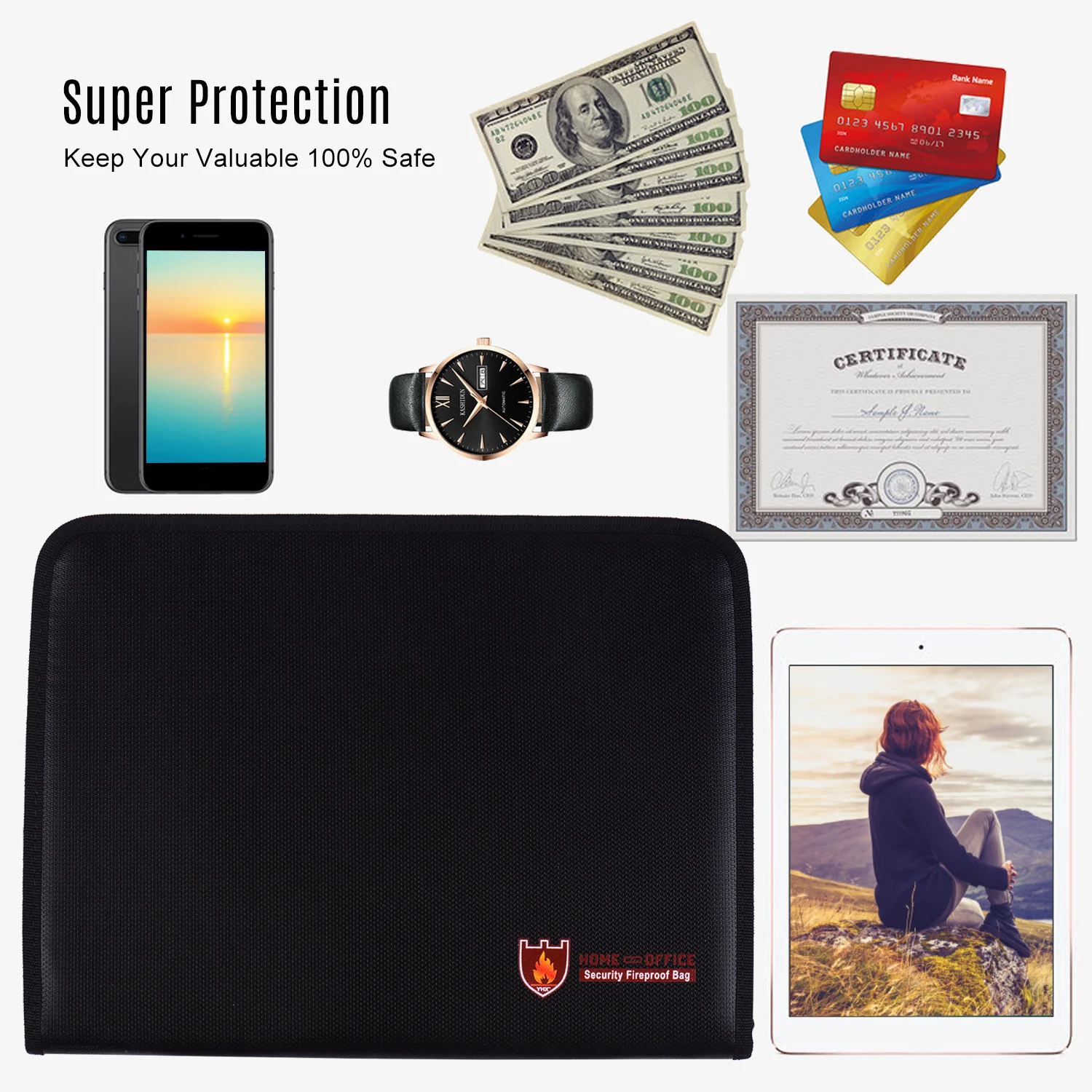 Пожаробезопасный деловой органайзер для файлов папок блокнотов на молнии с