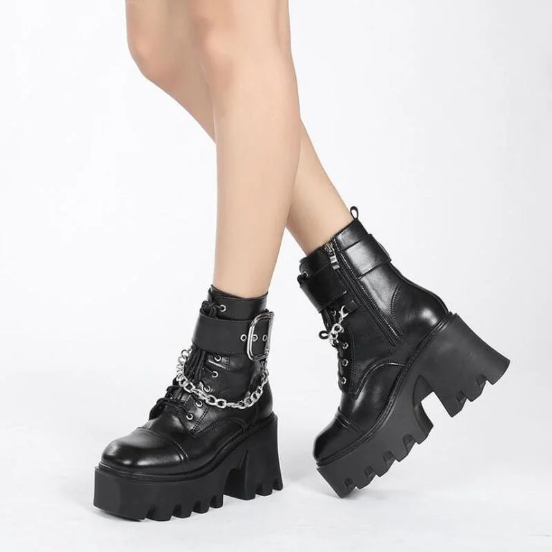 

Женские ботильоны из ПУ кожи, на молнии, на массивном каблуке