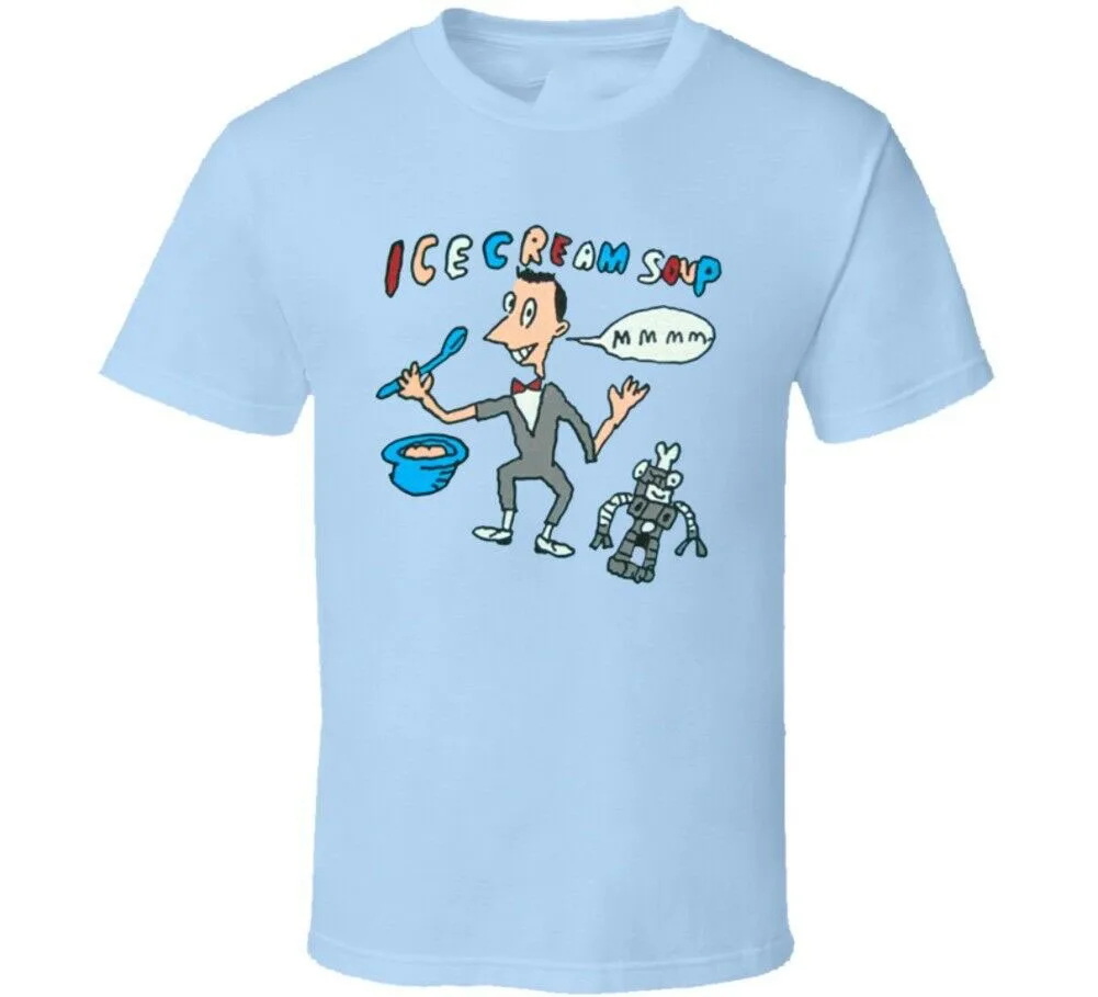 Pee Wee Herman And Conky футболка с супом из мороженого Приталенная большого размера |