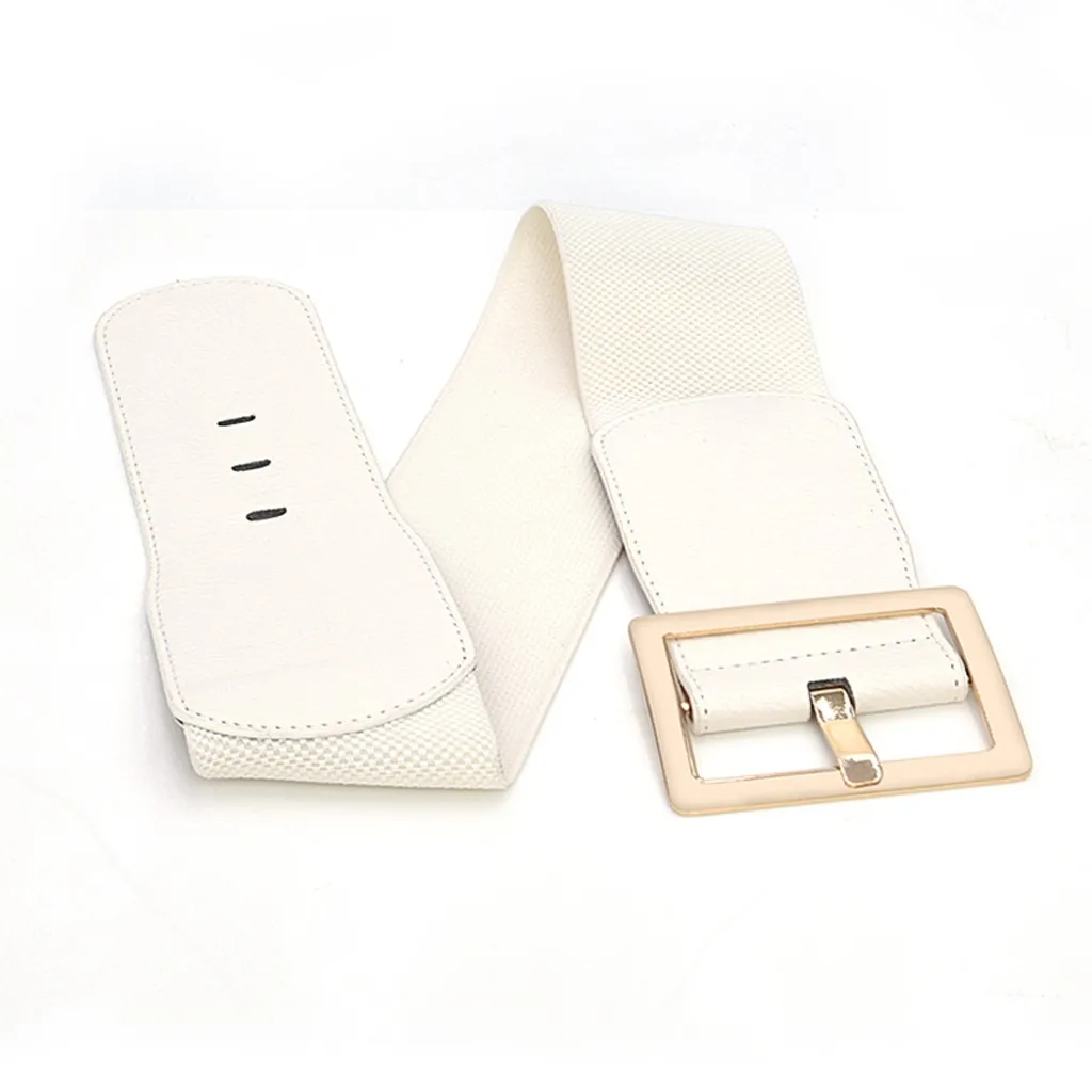 Ремень широкий из искусственной кожи Женский модный пояс с золотой квадратной