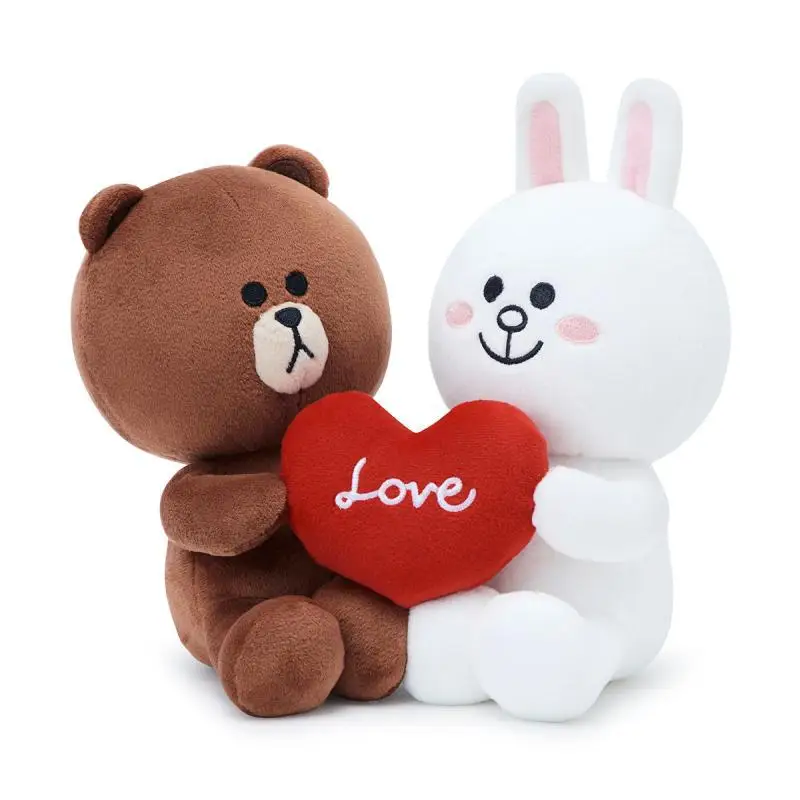 Kawaii Line Friends Brown Bear Plush Toys Stuffed Cony Rabbit Doll Couple Peluche Valentine's Day Gift for Girl | Игрушки и хобби