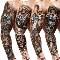 fake tattoo lion warrior for men waterproof temporary snake flower sticker totem geometric full arm large size sleeve tatoo boys