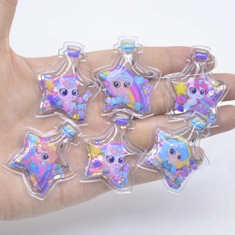 12Pcs/lots Printed Wishing Bottle Bling Flowing Patches Appliques for DIY Kids Baby Hair Clips Headdress Accessories | Дом и сад