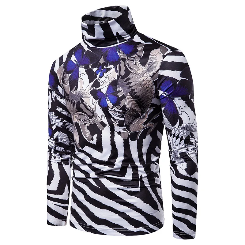 Новинка осени 2019 мужская полосатая футболка большого размера с высоким