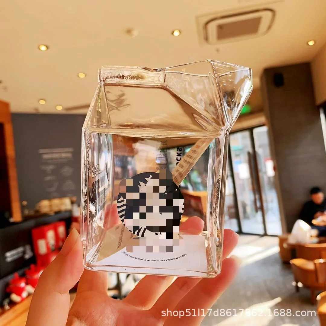 2020 стеклянная молочная картонная чашка прозрачная открывающаяся соломенная